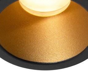 Buitenlamp Set van 6 Moderne inbouwspots zwart met goud GU10 35mm IP44 - Dept Modern GU10 Buitenverlichting rond Lamp