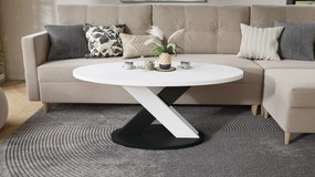 Mazzoni LOXA Wit / Zwart - OVALE SALONTAFEL 120x65 cm