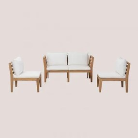 Tuinset Met 2-delige Modulaire Bank Met Armleuningen En 2 Stoelen Van Acaciahout Filips Gardenia Wit - Sklum