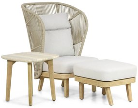 Bistroset 1 persoon Teakhout/rope Naturel teak Coco Napoli