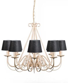 Kroonluchter crème met klemkap 12 cm zwart - Giuseppe