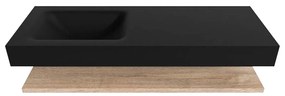Zaro Alan badmeubel 130cm met planchet washed oak en vrijhangende wastafel cloud links 1 kraangat urban