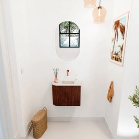 Mondiaz Joya DLux 50cm toiletmeubel ronding links ruby met wastafel faye rechts zonder kraangat meli