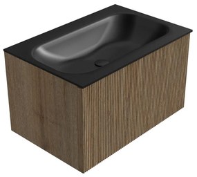 Mondiaz Kurve 70cm badmeubel dusk met 1 lade en wastafel big small midden zonder kraangat urban