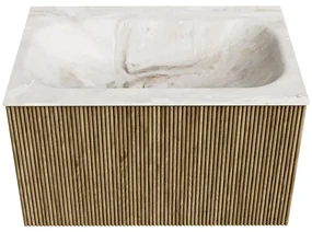 Mondiaz Kurve-dlux 70cm badmeubel dusk met 1 lade en wastafel big small midden zonder kraangat frappe