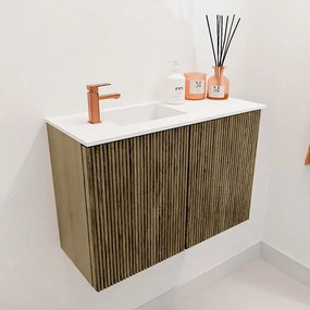 Mondiaz Joya 60cm toiletmeubel dusk met wastafel faye links 1 kraangat talc