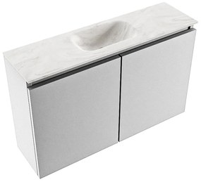 Mondiaz Ture DLux toiletmeubel 80cm plata met wastafel ostra midden met kraangat