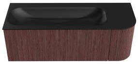 Mondiaz Kurve 125cm badmeubel ronding rechts ruby met 1 lade en deur en wastafel big medium links zonder kraangat urban