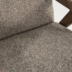 Fauteuil Met Houten Armleuning Taupe