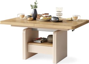 LEXUS verrijdbare koffietafel, met heffunctie, eiken artisan / beige