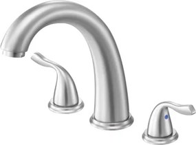 VEVOR Romeinse badkraan Badkraanset met 3 gaten en 2 handgrepen, geborsteld roestvrij staal badkraan met booguitloop voor montage op het dek voor baden van volwassenen