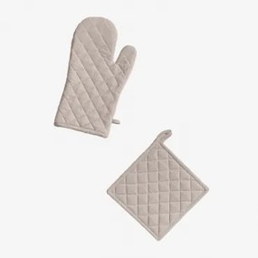 Set Van Ovenhandschoen En Doek Nedeliya Zand Grijs - Sklum