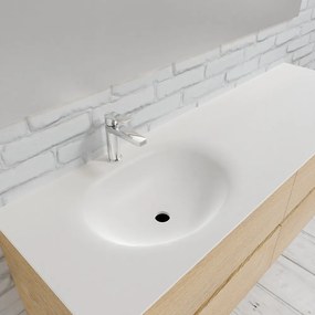 Zaro Sevilla Solid Surface badmeubel 150cm licht eiken 1 kraangat spoelbak links met 4 lades