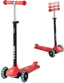 VEVOR Scooter (3 wielen) voor kinderen vanaf 3 jaar, stadsscooter voor kinderen met lichtgevende wielen, in hoogte verstelbaar stuur, antislip platform en lichtgewicht aluminium frame, step voor kinderen tot 75 kg, rood