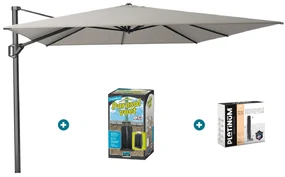 Platinum Challenger zweefparasol T1 Premium 4x3 m. - Manhattan Grey - met ingraafvoet en hoes