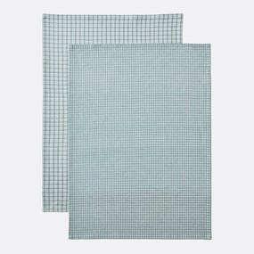 Set van 2 geruite theedoeken in katoen