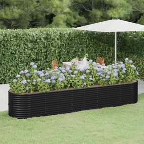 vidaXL Plantenbak 368x80x68 cm gepoedercoat staal antracietkleurig