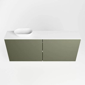 Mondiaz Fowy toiletmeubel 120cm army met witte waskom links zonder kraangat