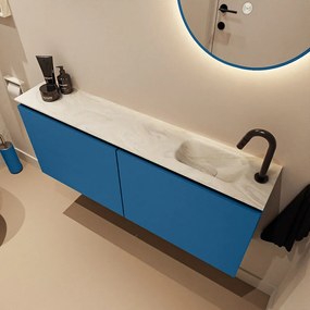 Mondiaz Ture DLux toiletmeubel 120cm jeans met wastafel ostra rechts met kraangat