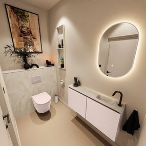 Mondiaz Ture DLux toiletmeubel 100cm rosee met wastafel ostra rechts met kraangat