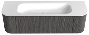 Mondiaz Kurve 150cm badmeubel ronding links/rechts shadow met 1 lade en 2 deuren en wastafel big medium midden zonder kraangat