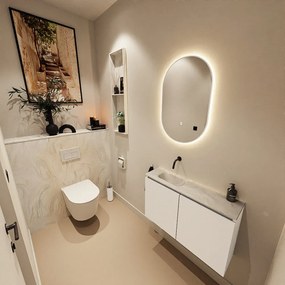 Mondiaz Ture DLux toiletmeubel 80cm talc met wastafel ostra links zonder kraangat