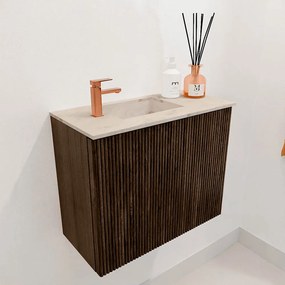 Mondiaz Joya DLux 50cm toiletmeubel walnut met wastafel faye links 1 kraangat frappe
