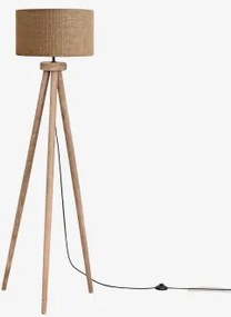 Simona Mangohouten Vloerlamp Mangohout & Linnen Bruin Zand Ø40 Cm - ↑25 Cm Azoia - Sklum