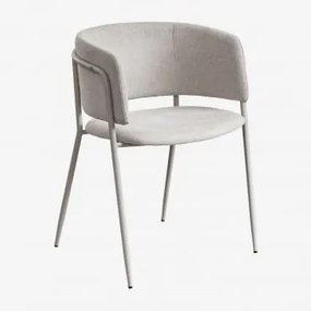 Set Van 2 Nalon Gestoffeerde Eetkamerstoelen Tapioca Beige & Stof Gebroken Wit - Sklum