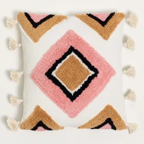 Vierkant Kussen 45x45 Cm Van Nikos-katoen Rosa Dalia - Zandbruin - Sklum