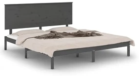 vidaXL Bedframe massief hout grijs 180x200 cm 6FT Super King