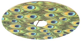 Velours platte lampenkap pauw dessin met goud 45 cm