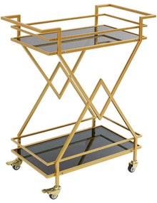 Kare Design Pyramids Serveer Trolley Goud Met Zwart - 65 X 35.5cm.