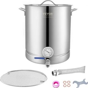 VEVOR Bierbrouwketel Bierbrouwsysteem 60,56 L Bierbrouwset Maischketel 400 x 480 mm, RVS Bierbrouwsystemen met dubbele temperatuurweergave, Bierbrouwsysteem, Geschikt voor bier, rode wijn, etc.