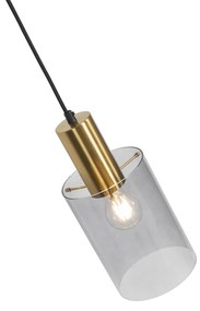 Smart hanglamp messing met smoke glas incl. Wifi A60 - Vidra