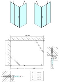 Polysan Zoom Line Black zwarte douchecabine 110x80cm anti-kalk