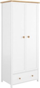 Kledingkast Romelbo 145, Wit, Eiken, 187x85x52cm, 75 kg, Kledingkast deuren: Met scharnieren