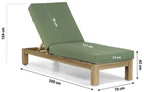 Santika Furniture Santika Arlington Lounger Met Green Kitsilano Kussen Teak Old Teak Greywash