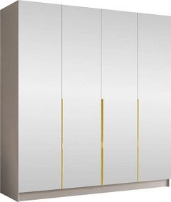 Kledingkast Closico Navor III, Gouden, Kasjmier, 215x200x58cm, 176 kg, Kledingkast deuren: Met scharnieren
