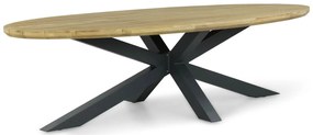 Dining Tuintafel ovaal 280 x 130 cm Aluminium/teak Old teak greywash Santika Diogo