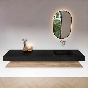 Zaro Alan badmeubel 190cm met planchet washed oak en vrijhangende wastafel cloud rechts zonder kraangat urban