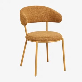 Set Van 4 Eetkamerstoelen Bekleed Met Bouclé Stof Verilo Bouclé Honing Geel - Sklum