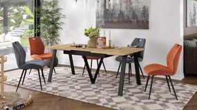 AVERY eik Craft goud/onderkant zwart - LOFT/INDUSTRIËLE TAFEL VOOR WOONKAMER / EETKAMER UITKLAPBAAR TOT 330 cm!