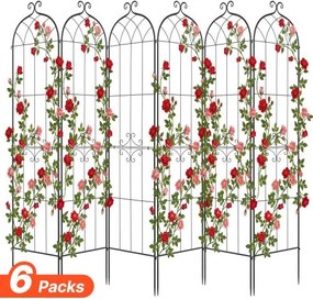 VEVOR Klimrek, 220x52,5 cm, 6-delige set, Metalen klimrek met gepoedercoat oppervlak en vergrendelingsmechanisme, klimsteun, tuinrek, plantensteun voor bloemen, groenten en rozen