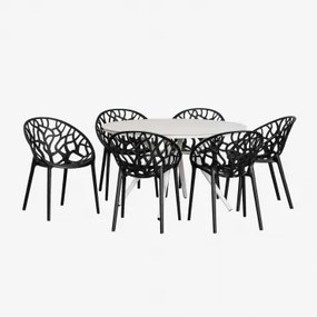 Valerie Ronde Aluminium Tafelset (ø125 Cm) En 6 Ores Tuinstoelen Zwarte Koolstof - Sklum