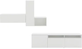 Goossens Excellent Wandmeubel Monza Ecowood, Mz071 = 4 deuren (2 met glas) 1 klep 1 open vak