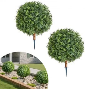 VEVOR Kunstmatige buxusbomen met grondpen, set van 2, 559 mm kunstplant, decoratieve plant, voor decoratie, veranda, buiten en binnen, terras, tuin, balkon, achtertuin