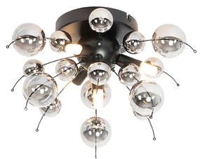 Design plafondlamp zwart met smoke glas 40 cm 4-lichts - Explode Design G9 bol / globe / rond Binnenverlichting Lamp