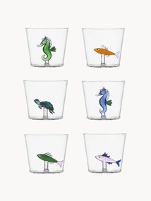 Handgemaakte waterglazen Marine Garden, 6 stuks