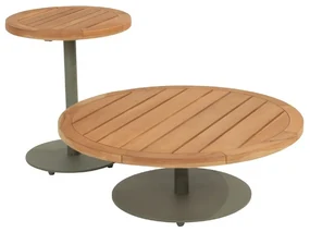 4 Seasons Outdoor Volta bijzettafel olijfgroen met teak blad Ø 45 cm (H 55 cm)  Bijzettafel    groen weerbestendig